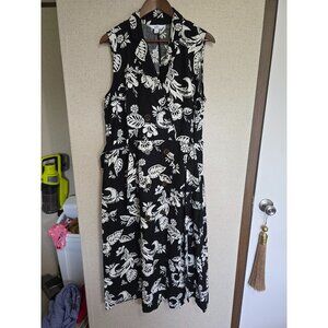 Croft & Barrow XL Sleeveless Black & White Floral Linen Blend Maxi Dress